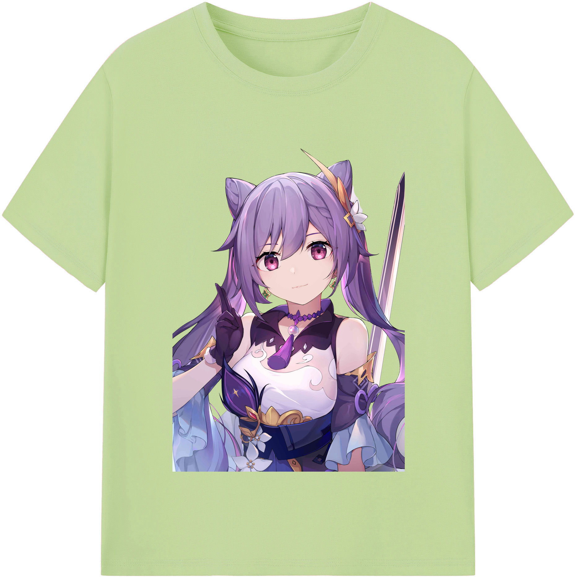 げんし神 刻晴 こくせい genshin Kokusei 綿100％半袖Tシャツ（フロントプリント）